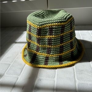 Memorial day Green and Yellow Crochet Bucket Hat